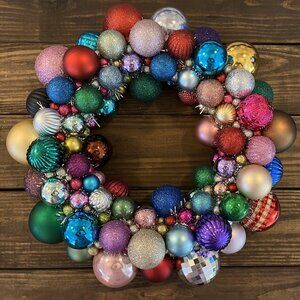 One of a kind Beautiful Balls Wreath Door Hanger RAINBOW Colors Wreath Decor